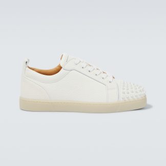 fashion designer Christian Louboutin Louis Junior Spikes leather sneakers in white