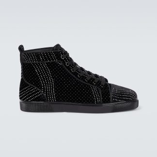 fashion designer Christian Louboutin Louis suede embellished sneakers in black