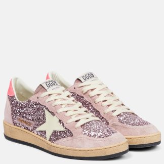 fashion designer Golden Goose Ball Star glitter suede sneakers in multicoloured