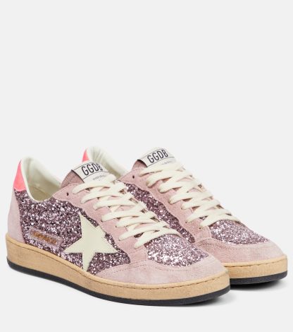 fashion designer Golden Goose Ball Star glitter suede sneakers in multicoloured