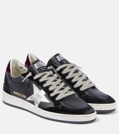 fashion designer Golden Goose Ball Star leather and velvet sneakers in black