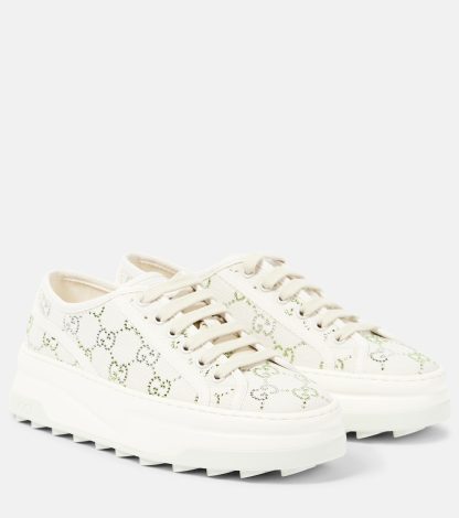 fashion designer Gucci Gucci Tennis 1977 GG Crystal sneakers in white