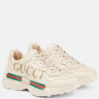 fashion designer Gucci Rhyton leather sneakers in white