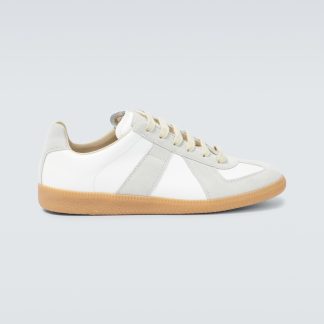 fashion designer Maison Margiela Replica leather and suede sneakers in white