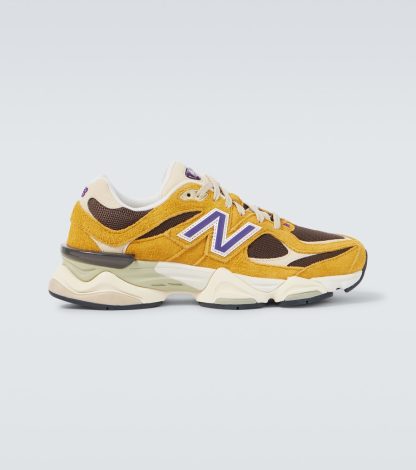 fashion designer New Balance 9060 embroidered leather sneakers in multicoloured