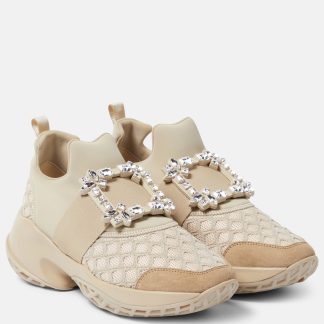 fashion designer Roger Vivier Viv Run embellished sneakers in neutrals