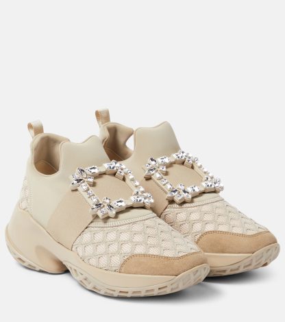 fashion designer Roger Vivier Viv Run embellished sneakers in neutrals