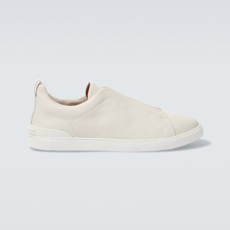 fashion designer Zegna Triple Stitch leather sneakers in neutrals