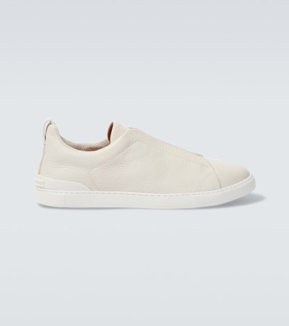 fashion designer Zegna Triple Stitch leather sneakers in neutrals