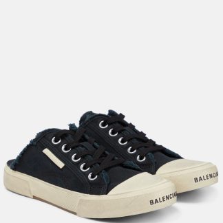 fashion luxury Balenciaga Paris distressed open-back sneakers in black