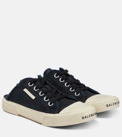 fashion luxury Balenciaga Paris distressed open-back sneakers in black