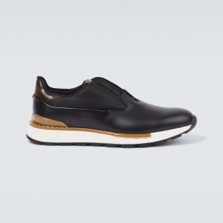 fashion luxury Berluti Fast Track leather sneakers in black