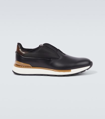 fashion luxury Berluti Fast Track leather sneakers in black