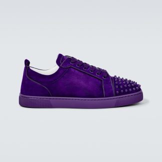 fashion luxury Christian Louboutin Louis Junior Spikes suede sneakers in purple