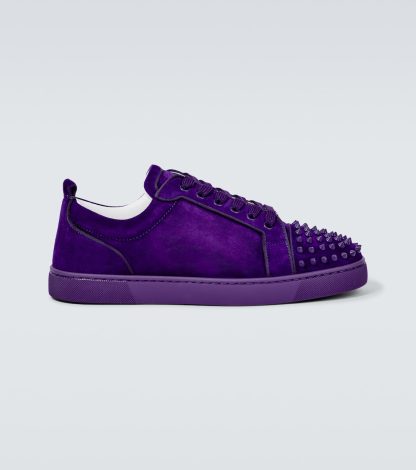 fashion luxury Christian Louboutin Louis Junior Spikes suede sneakers in purple