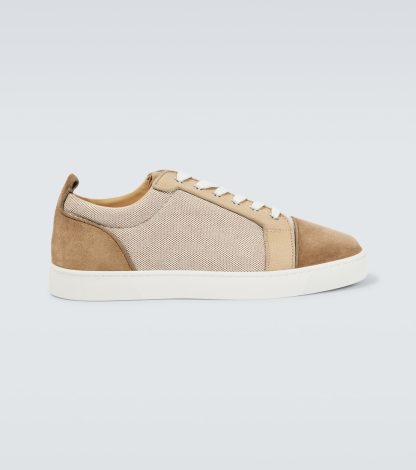 fashion luxury Christian Louboutin Louis Junior suede sneakers in neutrals