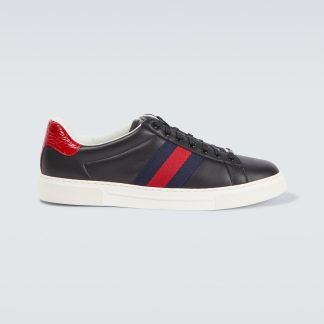 fashion luxury Gucci Ace leather sneakers in black