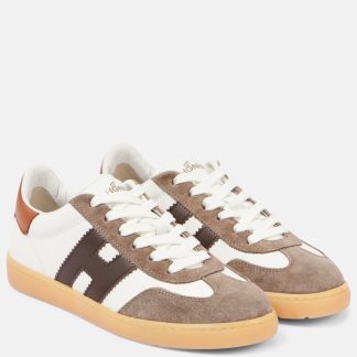 fashion luxury Hogan Suede-trimmed leather sneakers in multicoloured