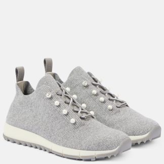 fashion luxury Jimmy Choo Veles knitted sneakers in grey