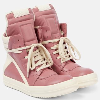 fashion luxury Rick Owens Geobasket leather high-top sneakers in pink