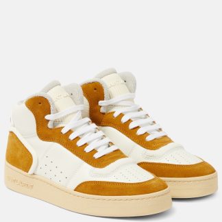 fashion luxury Saint Laurent SL/80 leather and suede sneakers in white