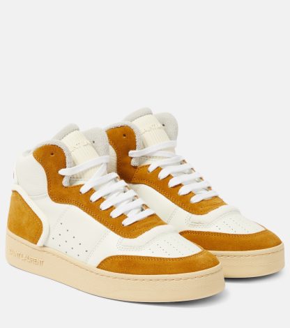 fashion luxury Saint Laurent SL/80 leather and suede sneakers in white