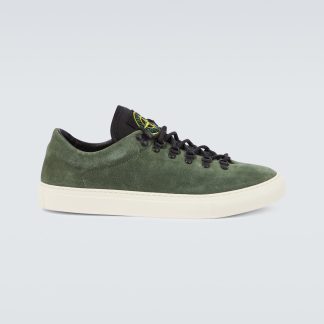 fashion luxury Stone Island Compass suede sneakers in green