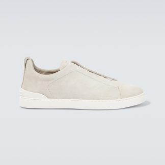 fashion luxury Zegna Triple Stitch suede sneakers in white