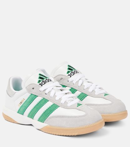 high quality designer Adidas Samba MN suede-trimmed leather sneakers in white