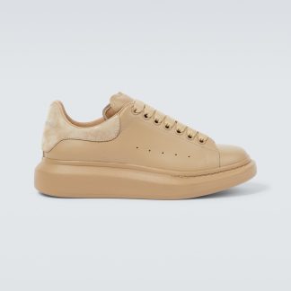 high quality designer Alexander McQueen Oversized leather sneakers in beige