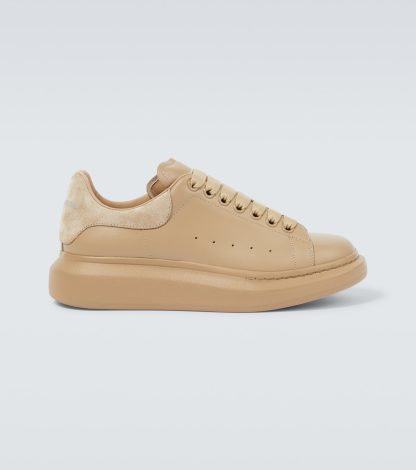 high quality designer Alexander McQueen Oversized leather sneakers in beige