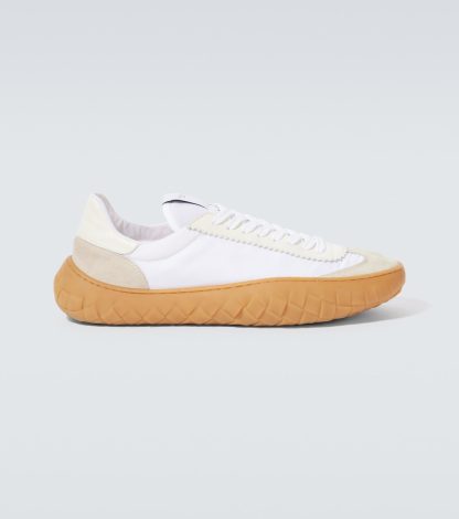 high quality designer Bottega Veneta Suede-trimmed sneakers in white