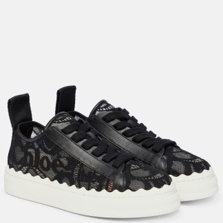 high quality designer Chloé Lauren lace sneakers in black