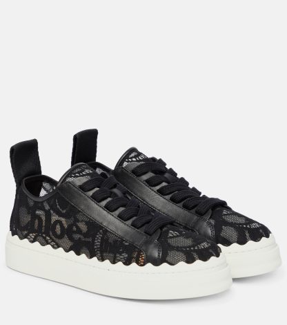 high quality designer Chloé Lauren lace sneakers in black