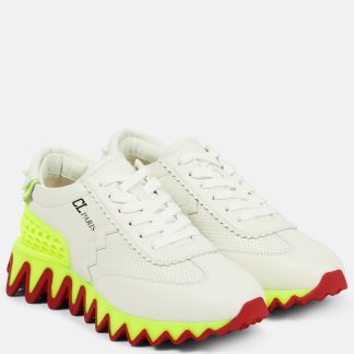 high quality designer Christian Louboutin Loubishark leather sneakers in white