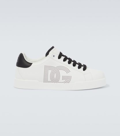 high quality designer Dolce & Gabbana Portofino leather sneakers in white