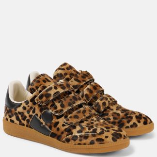 high quality designer Isabel Marant Beth leopard-print calf hair sneakers in brown