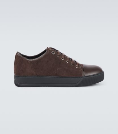 high quality designer Lanvin DBB1 leather sneakers in brown