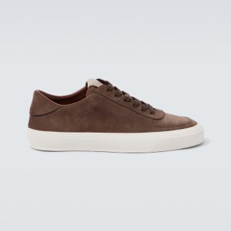 high quality designer Moncler Monclub suede sneakers in brown