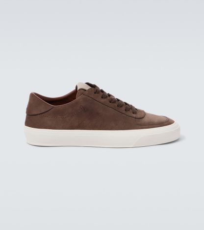 high quality designer Moncler Monclub suede sneakers in brown