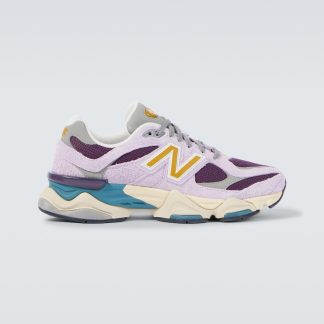 high quality designer New Balance 9060 embroidered leather sneakers in multicoloured