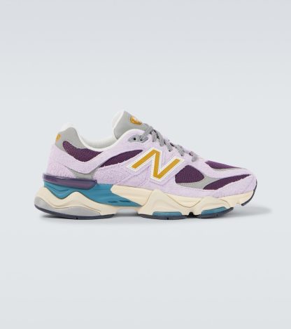 high quality designer New Balance 9060 embroidered leather sneakers in multicoloured