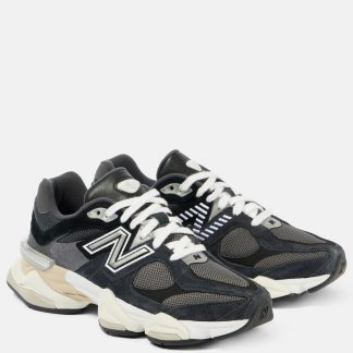 high quality designer New Balance 9060 suede-trimmed sneakers in black