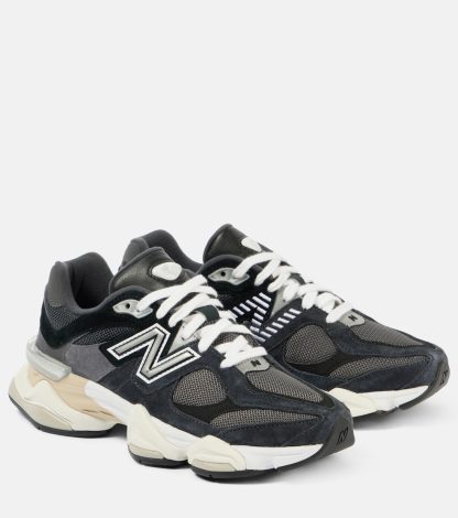 high quality designer New Balance 9060 suede-trimmed sneakers in black