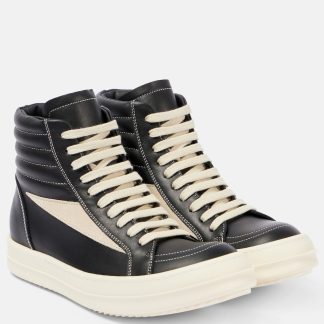 high quality designer Rick Owens Vintage leather high-top sneakers in black