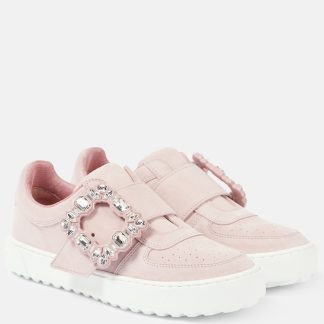 high quality designer Roger Vivier Very Vivier embellished leather sneakers in pink