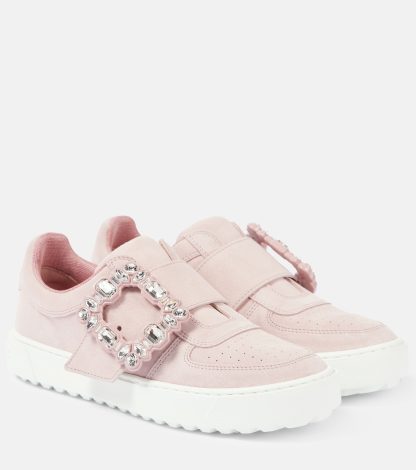 high quality designer Roger Vivier Very Vivier embellished leather sneakers in pink