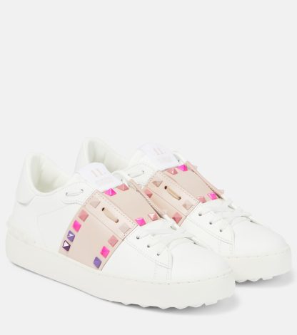 high quality designer Valentino Garavani Rockstud Untitled leather sneakers in pink