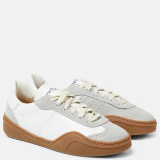 high quality luxury Acne Studios Suede-trimmed leather sneakers in white