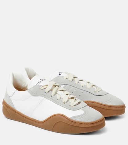 high quality luxury Acne Studios Suede-trimmed leather sneakers in white